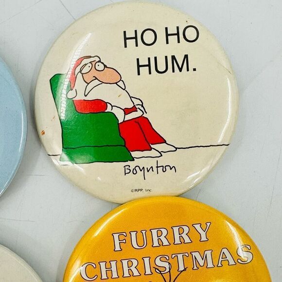 SANDRA BOYNTON Button Pin Lot! Hippo Holidays Furry Christmas HO HO Hum Merry - Picture 3 of 7
